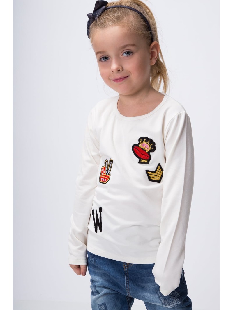 Bluza crem cu plasturi NDZ8129 - Magazin online - Boutique